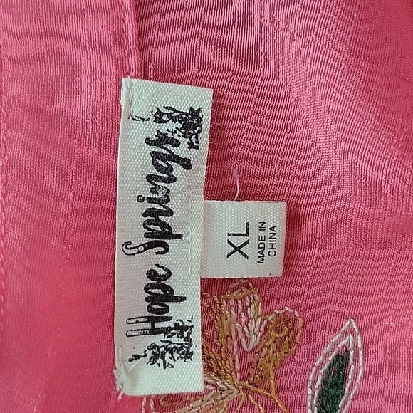 Hope Springs Pink Embroidered Sheer Tunic Blouse Size XL - Picture 5 of 7